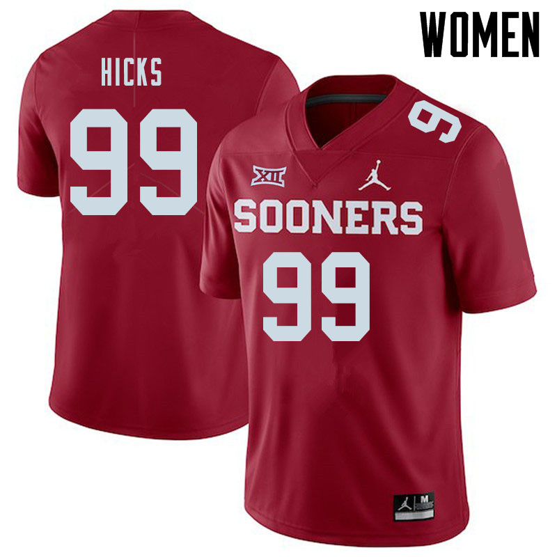 Jordan Brand Women #99 Marcus Hicks Oklahoma Sooners College Football Jerseys Sale-Crimson